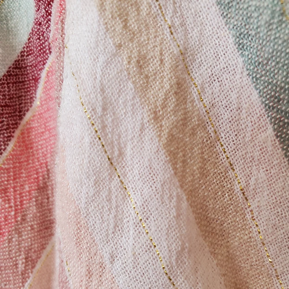 NWOT Elan Striped Surplice Faux Wrap Roll Sleeve Blouse - Picture 7 of 10